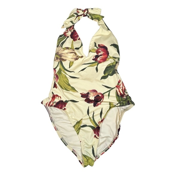 ROBIN PICCONE Moana Floral Plunge One Piece Halter Swimsuit - Picture 10 of 11